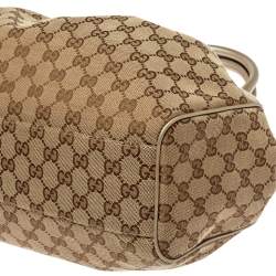 Pre Owned Gucci Beige GG Canvas and Leather Medium Sukey Tote
