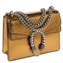 مملوكة مسبقًا Gucci Gold Python Mini Dionysus Shoulder Bag