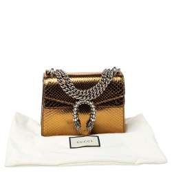 مملوكة مسبقًا Gucci Gold Python Mini Dionysus Shoulder Bag