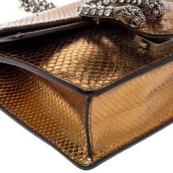 مملوكة مسبقًا Gucci Gold Python Mini Dionysus Shoulder Bag