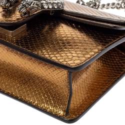 مملوكة مسبقًا Gucci Gold Python Mini Dionysus Shoulder Bag
