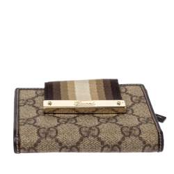 مملوكة مسبقًا محفظة غوتشى فرنسا ويب جلد جلد وكانفاس سوبريم جى جى بيج 