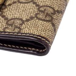 مملوكة مسبقًا محفظة غوتشى فرنسا ويب جلد جلد وكانفاس سوبريم جى جى بيج 