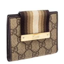 مملوكة مسبقًا محفظة غوتشى فرنسا ويب جلد جلد وكانفاس سوبريم ج ى جى بيج 