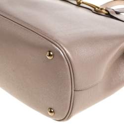Pre Owned Gucci Metallic Beige Leather Medium Bright Bit Tote