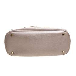 Pre Owned Gucci Metallic Beige Leather Medium Bright Bit Tote