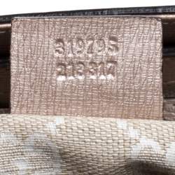 Pre Owned Gucci Metallic Beige Leather Medium Bright Bit Tote
