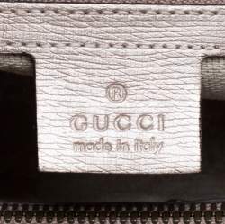 Pre Owned Gucci Metallic Beige Leather Medium Bright Bit Tote