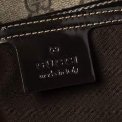 مملوكة مسبقًا Gucci Dark Brown/Beige GG Supreme Canvas and Patent Leather Joy Bardot Shoulder Bag