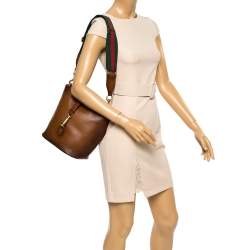 Gucci Brown Ombre Leather Jackie Bucket Bag