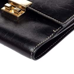 مملوكة مسبقًا Gucci Black Leather French Flap Wallet