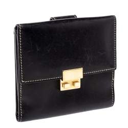 مملوكة مسبقًا Gucci Black Leather French Flap Wallet