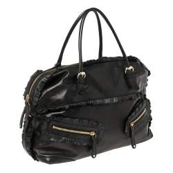 Pre Owned Gucci Black Leather Sabrina Medium Boston Bag