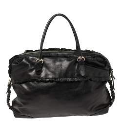 Pre Owned Gucci Black Leather Sabrina Medium Boston Bag