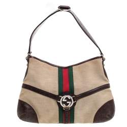 Gucci Black Canvas and Perforated Leather Reins Hobo Gucci | The Luxury  Closet