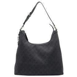 مملوكة مسبقًا Gucci Black GG Canvas Signature Zip Hobo Hag