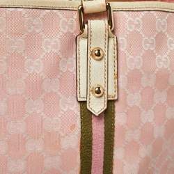 Gucci Pink GG Canvas and Leather Jolicoeur Web Tote