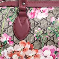 Pre Owned Gucci Pink/Beige GG Blooms Supreme Canvas Boston Bag