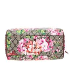 Pre Owned Gucci Pink/Beige GG Blooms Supreme Canvas Boston Bag