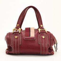 Gucci Maroon Leather Aviatrix Medium Boston Satchel