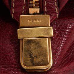 Gucci Maroon Leather Aviatrix Medium Boston Satchel