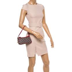 Pre Owned Gucci Red/Beige GG Canvas and Leather Charm Pochette Bag