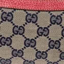 Pre Owned Gucci Red/Beige GG Canvas and Leather Charm Pochette Bag
