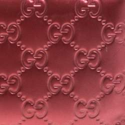 Pre Owned Gucci Metallic Red Guccissima Leather Zip Around Wallet