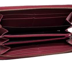 Pre Owned Gucci Metallic Red Guccissima Leather Zip Around Wallet