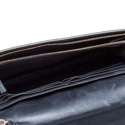 مملوكة مسبقًا Gucci Black Guccissima Leather Bow Flap Wallet on Chain  