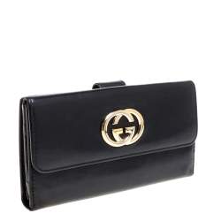 مملوكة مسبقًا محفظة غوتشي فينتدج كونتي ننتال جلد أسود