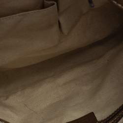 Pre Owned Gucci White/Brown Flora Canvas and Leather Medium Jackie Hobo