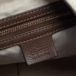 Pre Owned Gucci White/Brown Flora Canvas and Leather Medium Jackie Hobo