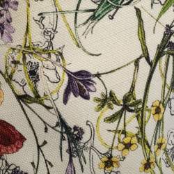 Pre Owned Gucci White/Brown Flora Canvas and Leather Medium Jackie Hobo