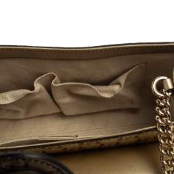 Pre Owned حقيبة كتف غوتشي إيميلي متوسطة جلد غوتشيسيما بيج ميتاليك