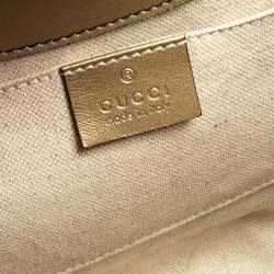 Pre Owned حقيبة كتف غوتشي إيميلي متوسطة جلد غوتشيسيما بيج ميتاليك