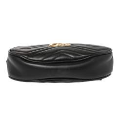 Pre Owned Gucci Black Matelasse Leather GG Marmont Belt Bag