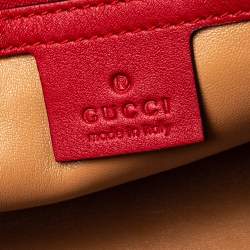 Pre Owned Gucci Red Alligator Small GG Marmont Shoulder Bag