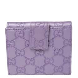 مملوكة مسبقًا محفظة كومباكت غوتشي القلب الجميل جلد غوتشيسيما بنفسجي  