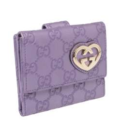 مملوكة مسبقًا محفظة كومباكت غوتشي القلب الجميل جلد غوتشيسيما بنفسجي  
