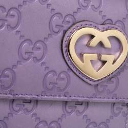 مملوكة مسبقًا محفظة كومباكت غوتشي القلب الجميل جلد غوتشيسيما بنفسجي  