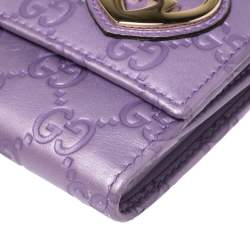 مملوكة مسبقًا محفظة كومباكت غوتشي القلب الجميل جلد غوتشيسيما بنفسجي  