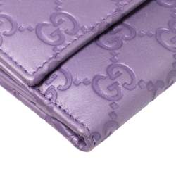 مملوكة مسبقًا محفظة كومباكت غوتشي القلب الجميل جلد غوتشيسيما بنفسجي  