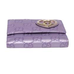 مملوكة مسبقًا محفظة كومباكت غوتشي القلب الجميل جلد غوتشيسيما بنفسجي  