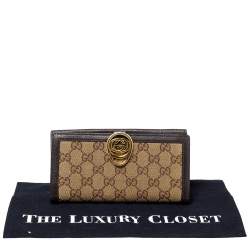 مملوكة مسبقًا محفظة غوتشي كونتيننتال جي متداخل جلد و كانفاس جي جي بني و بيج