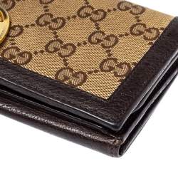 مملوكة مسبقًا محفظة غوتشي كونتيننتال جي متداخل جلد و كانفاس جي جي بني و بيج