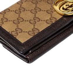 مملوكة مسبقًا محفظة غوتشي كونتيننتال جي متداخل جلد و كانفاس ج ي جي بني و بيج