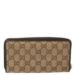 مملوكة مسبقًا Gucci Beige GG Canvas Zip Around Wallet 