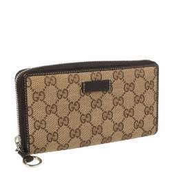 مملوكة مسبقًا Gucci Beige GG Canvas Zip Around Wallet 