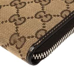 مملوكة مسبقًا Gucci Beige GG Canvas Zip Around Wallet 